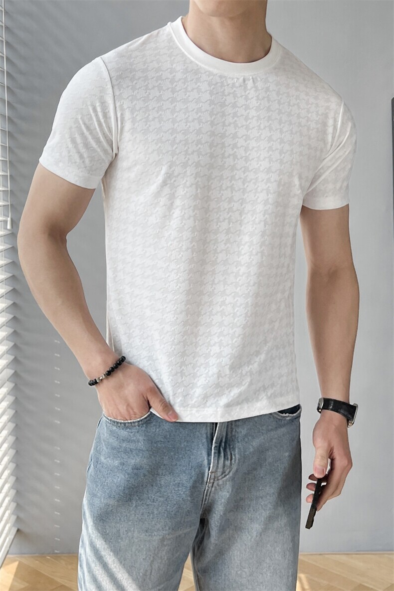 B353T8517P38M-3XL夏季2025新款男士冰丝凉感速干短袖T恤白,男装T恤,电商B353