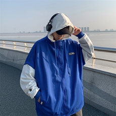 2022韩版宽松连帽开衫卫衣秋冬季拼接撞色潮流外套W6184-P52，男装卫衣，星座512-2