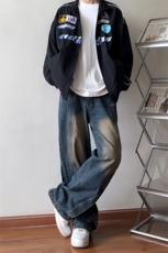 B221美式ins高街暗黑小众宽松牛仔裤LK23134-P65控88，男装牛仔裤，电商B221