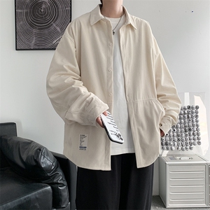 秋装 港风复古灯芯绒长袖衬衫宽松工装衬衣男女外套潮 H221/P45图片