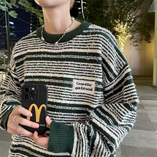 秋冬季小众设计复古条纹针织衫男慵懒风打底衫痞帅毛线衫YM55，男装针织衫/毛衣，星座1116A-1（原606A）