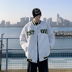 F38-P70菱形格棒球服棉服男士冬季新款潮牌加厚运动棉衣外套，男装棉衣，星座512-6