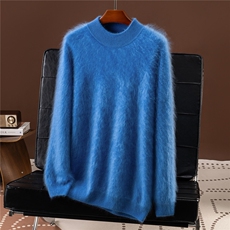 半高领拉绒100%纯羊绒衫男士针织套头毛衣长袖气质商务秋冬新款，男装羊绒套衫，诚赞羊绒