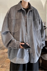 wassuphappy灯芯绒长袖衬衫男士春秋季2025新款潮流休闲衬衣外套，男装衬衫，电商A059