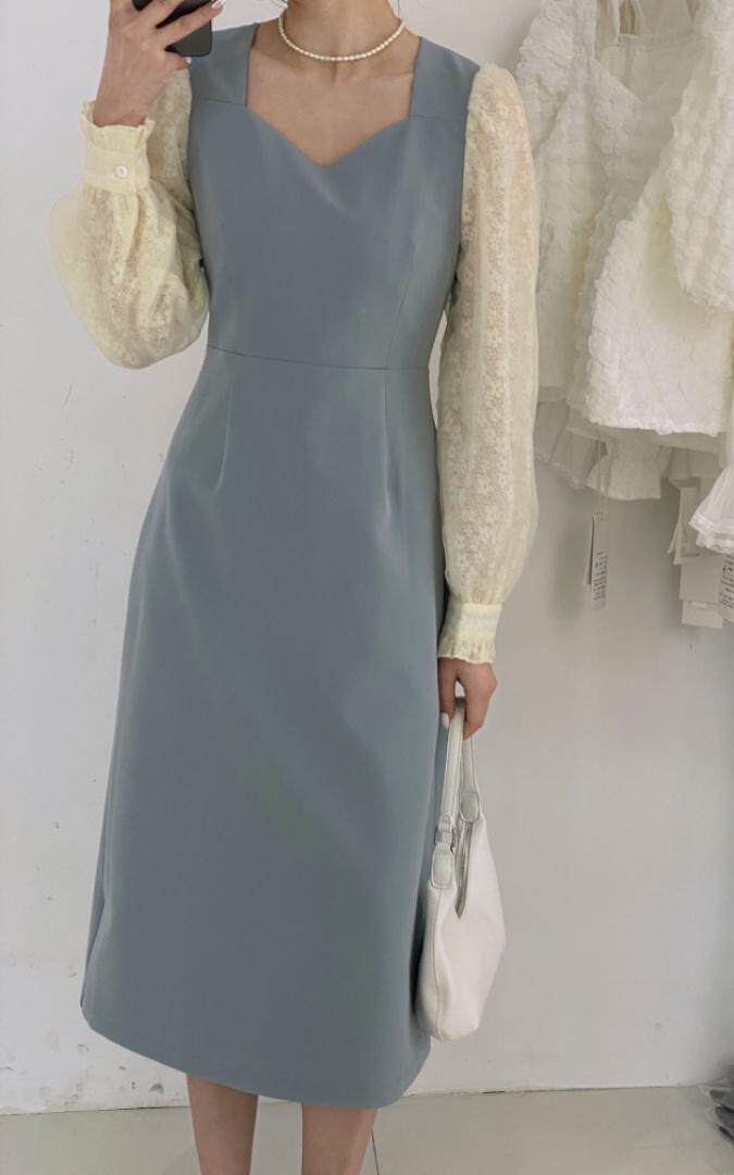 拼纱连衣裙，女装连衣裙，驿谷