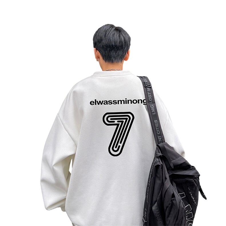 华夫格！华夫格上衣男圆领华夫格卫衣男大码长袖t恤男HY202-特P23,男装T恤,电商B367