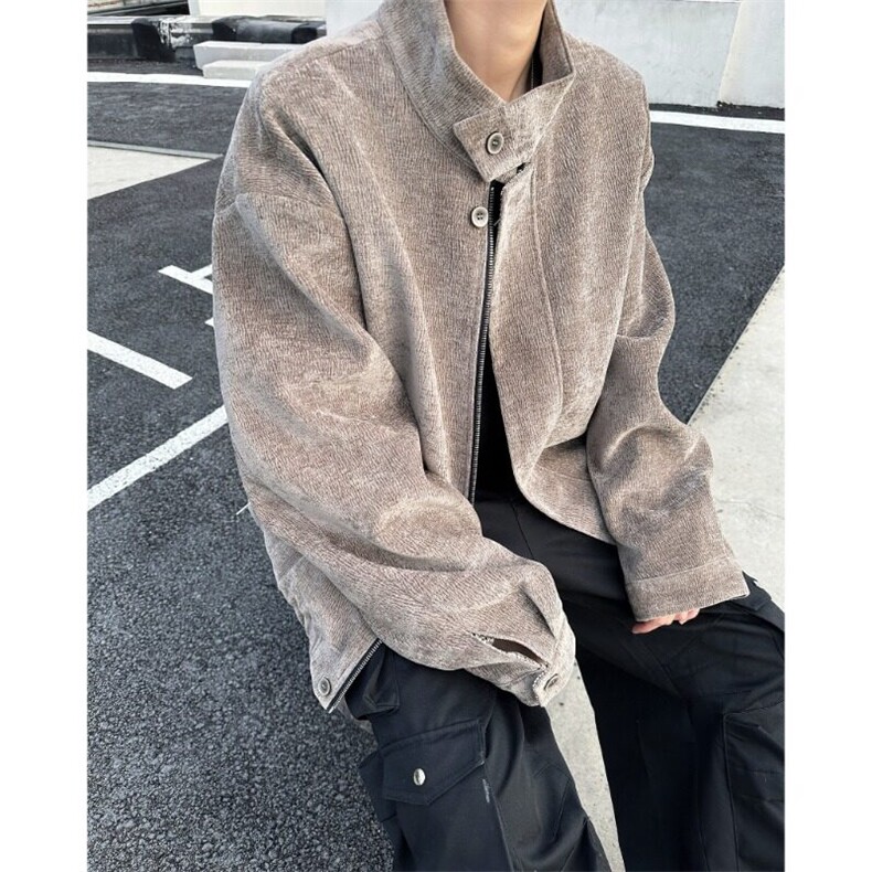 美式铜氨触感哈灵顿cleanfit夹克男女春季树纹肌理千鸟格内里外套,男装夹克,星座506A