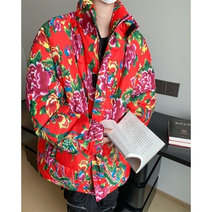 冬季2024美式潮牌大花棉袄棉服外套男加厚宽松棉衣图片