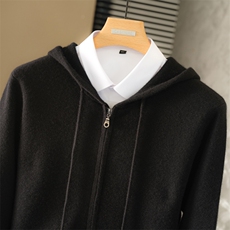 2025年秋季新款百搭男士抽绳连帽衫，男装羊绒套衫，麦纱纱羊绒