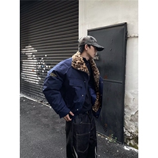 网图座山雕棉衣豹纹夹克重工装巴恩风棉服藏青外套FY1530-P98，男装夹克，电商A025