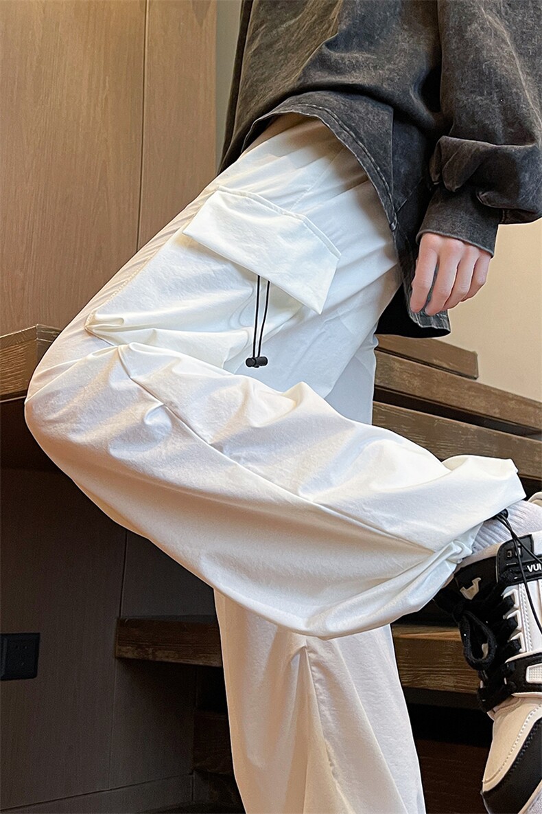 8XL-M特大码冰丝裤男美式工装裤高腰垂感宽松防晒阔腿裤K962P45,男装休闲裤,电商D206-1