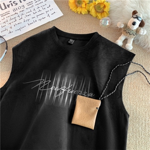 可设48小时发货支持抖音得物来样二开240克重磅美式麂皮绒背心t恤图片