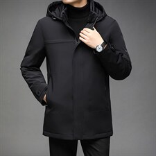 冬季中年男士羽绒服中长款爸爸冬装可卸帽外套潮QLMF8628-P330，男装羽绒服，电商B212（原钱塘6029）