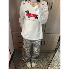 网图现货潮腊肠狗图案印花圆领纯棉长袖T恤打底衫CT821-P29，男装T恤，电商C310