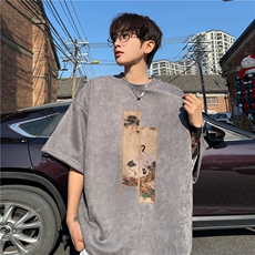 麂皮绒夏季新款抖音得物品质潮印花T恤djp309-特批23控39，男装T恤，星座605(原A050)