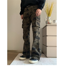 拼接伐木迷彩工装男春季美式复古vibe多口袋宽松直筒微喇休闲裤子，男装工装外套，电商B245