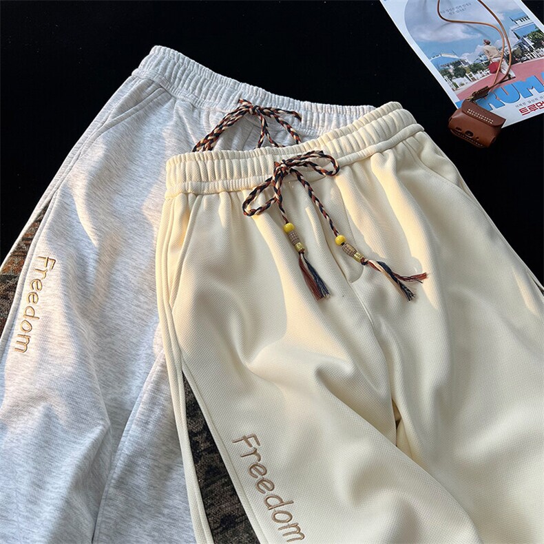 8XL-M春季新中式民族风束脚卫裤男潮牌拼接刺绣休闲裤KZ024P45,男装休闲裤,电商B312