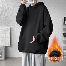 8XL-M连帽卫衣硬挺连帽卫衣男美式复古重磅帽衫加绒外套WY9105P68，男装卫衣，电商B238