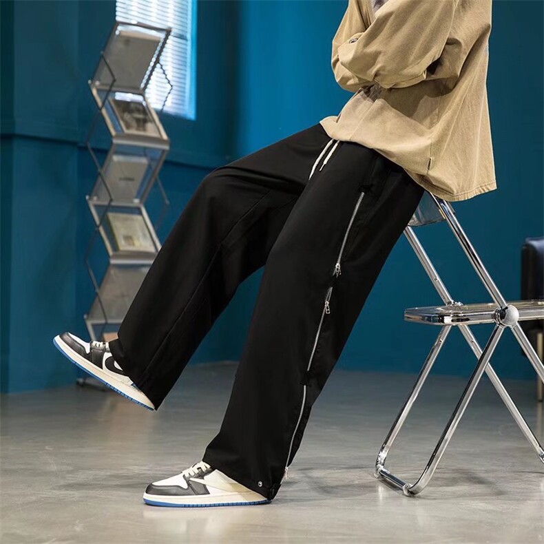 欧美高街vibe裤子男设计感小众美式hiphop侧边三拉链RK308P45,男装休闲裤,星座1116-2