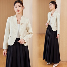 提花西装外套春秋2024新款女士小西装长袖修身短款小个子西服工作，女装短外套，婵米儿