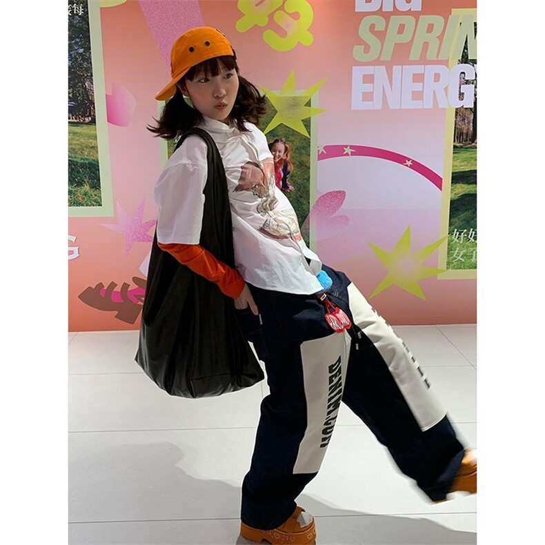 美式复古高街苹果印花短袖白色衬衫夏季宽松百搭短袖休闲小众衬衣,男装T恤,星座1210-1