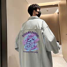 牛仔夹克男大码牛仔外套男茄克NJ77317-P60加绒款-P75，男装夹克，电商A040