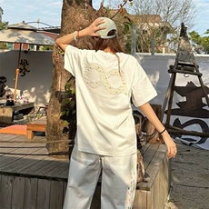 万针全刺绣工艺抖音得物高品质260克重磅纯棉双纱美式高街短袖T恤，男装T恤，电商A486-1