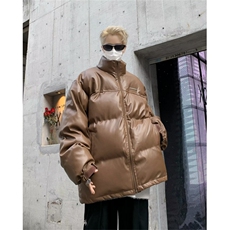 F88-P85美式复古设计感PU皮棉衣男2024冬季加厚立领棉服外套，男装棉衣，星座512-6
