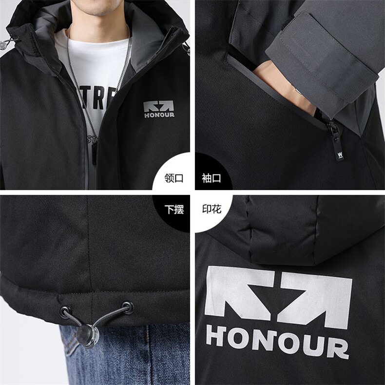 2020冬装新款潮牌插色连帽羽绒服男潮保暖外套A436-2166-P125,男装羽绒服,电商A436