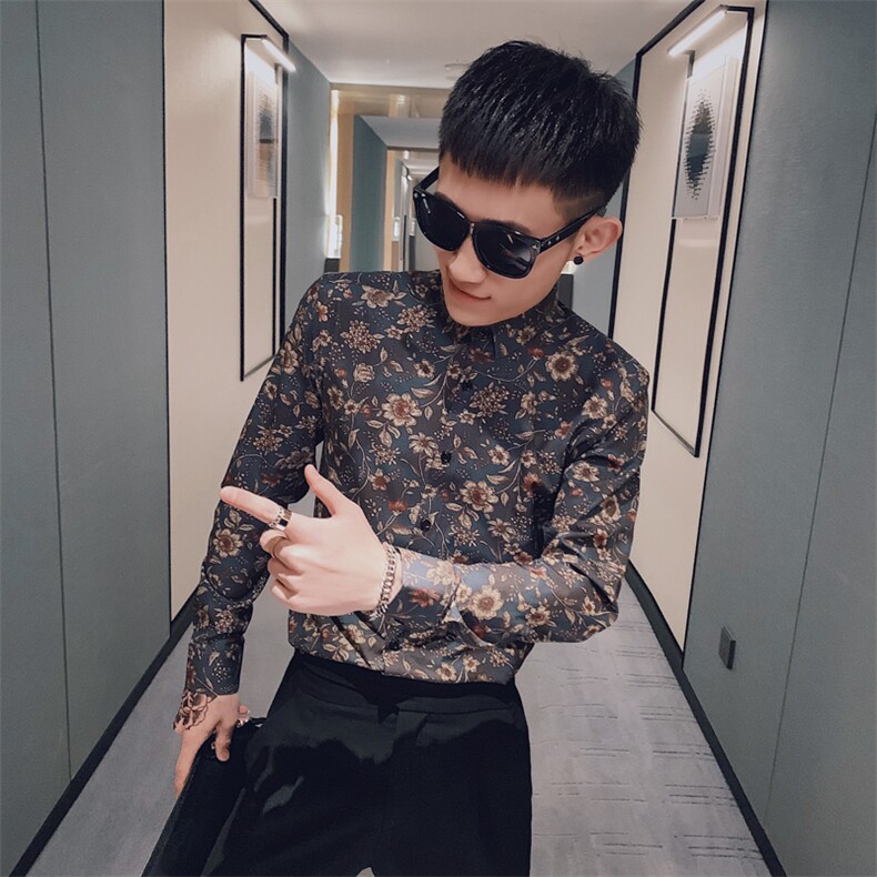 312A-5-821-P60社会小伙韩版潮流衬衫休闲修身上衣,男装衬衫,星座312A-5