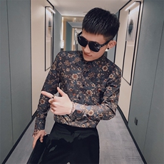312A-5-821-P60社会小伙韩版潮流衬衫休闲修身上衣，男装衬衫，星座312A-5