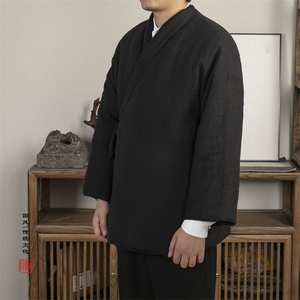 冬季新款风男装棉麻男士改良汉服棉衣外套新中式棉衣H80P145图片