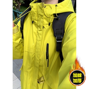 现货5W件冬季三防美式boxy解构连帽雪山冲锋衣棉衣男女棉服厚外套图片