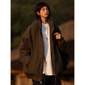 【现货】美式复古男女秋冬宽松加厚立领保暖棉服SJ56 P74图片