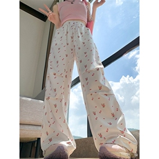 AK2410-p48立体腰头碎花刺绣阔腿裤女2026早春新款工装裤，女装休闲裤，星座617A-2