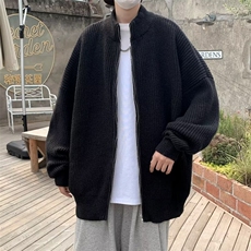 网图有货美式拉链开衫立领毛衣慵懒针织衫外套男A107-P60，男装针织衫/毛衣，星座1505