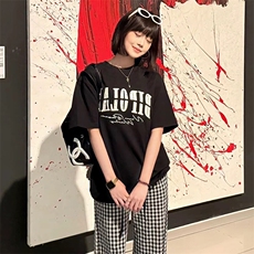 万针全刺绣工艺抖音得物高品质260克重磅纯棉双纱美式高街短袖T恤，男装T恤，电商A486