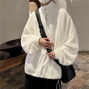 港风华夫格金属拉链装饰大码套头潮卫衣男外套男WY8758P65控88图片