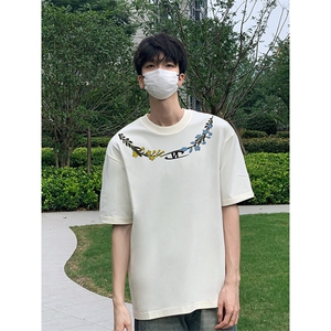 万针全刺绣解构设计260克重磅双纱纯棉高品质美式高街短袖T恤特33图片