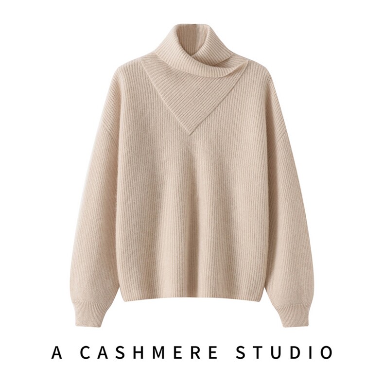 2025百搭时尚半高领长袖针织衫，女装针织衫/毛衣，铂欧羊绒
