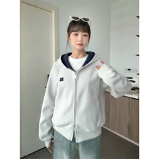 美式双拉炼连帽卫衣开衫外套秋男女款时尚百搭长袖上衣WYK01P59，女装短外套，星座1013-5