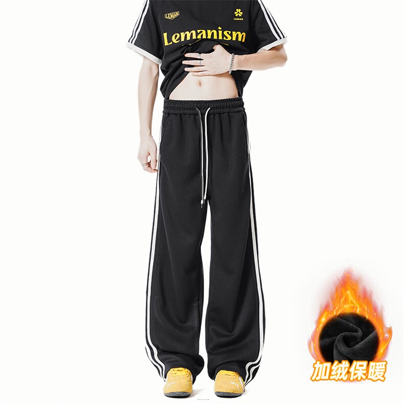 A178-K2838JR大货秋冬季加绒加厚三条杠卫裤直筒宽松特P42,男装休闲裤,电商A178