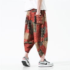 2025新中式九分裤风民族风碎花基地A057-K366-P40，男装民族服装，电商A057B