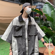 慵懒五分袖潮青春流行男标准日系气质新款简约潮流衬衫文艺夏季，男装衬衫，星座716-4