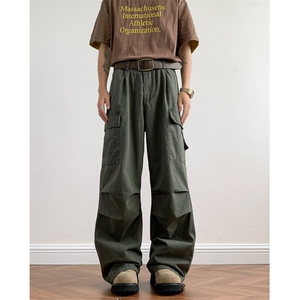 美式复古水洗多口袋伞兵工装裤男女vintage潮牌宽松休闲阔腿裤子