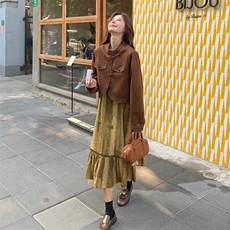 现货-春季新款咖色套装两件套203-6019-P175-K235，女装套装/套裙，浙宝203