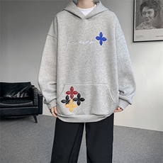 秋季美式小众情侣加厚外套宽松重工贴片刺绣连帽卫衣男潮WY22P78，女装短外套，电商D206-1