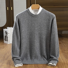 新款高端男士半高领加厚100%纯羊毛衫休闲宽松针织打底羊绒衫毛衣，男装羊绒套衫，隆格羊绒