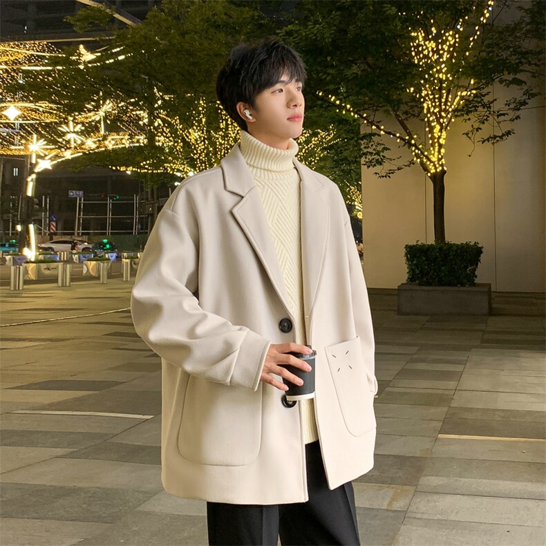 加绒加厚毛呢大衣西装外套潮504-F61-P75控118（加绒P85控128）,男装毛呢大衣,星座504