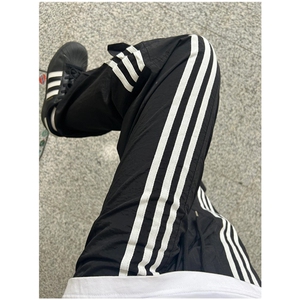 三条杠冰丝裤子男夏季薄款显腿长垂感直筒裤冲孔 K681图片
